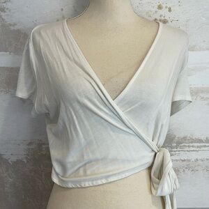 Wrap Cropped White Baby Tee